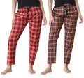 Bahob® 2 Pack Women's Check Pajama Bottom, Soft Cotton Lounge Wear Trousers Sleepwear Nightwear for Women S-XXL
