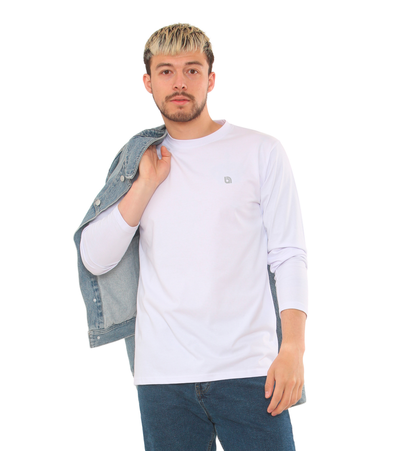 Bahob® 3 Pack Men's Long-Sleeved T-Shirt Round Neck T-Shirts Comfortable Crewneck Neck Tops for Men Soft Cotton S-3XL