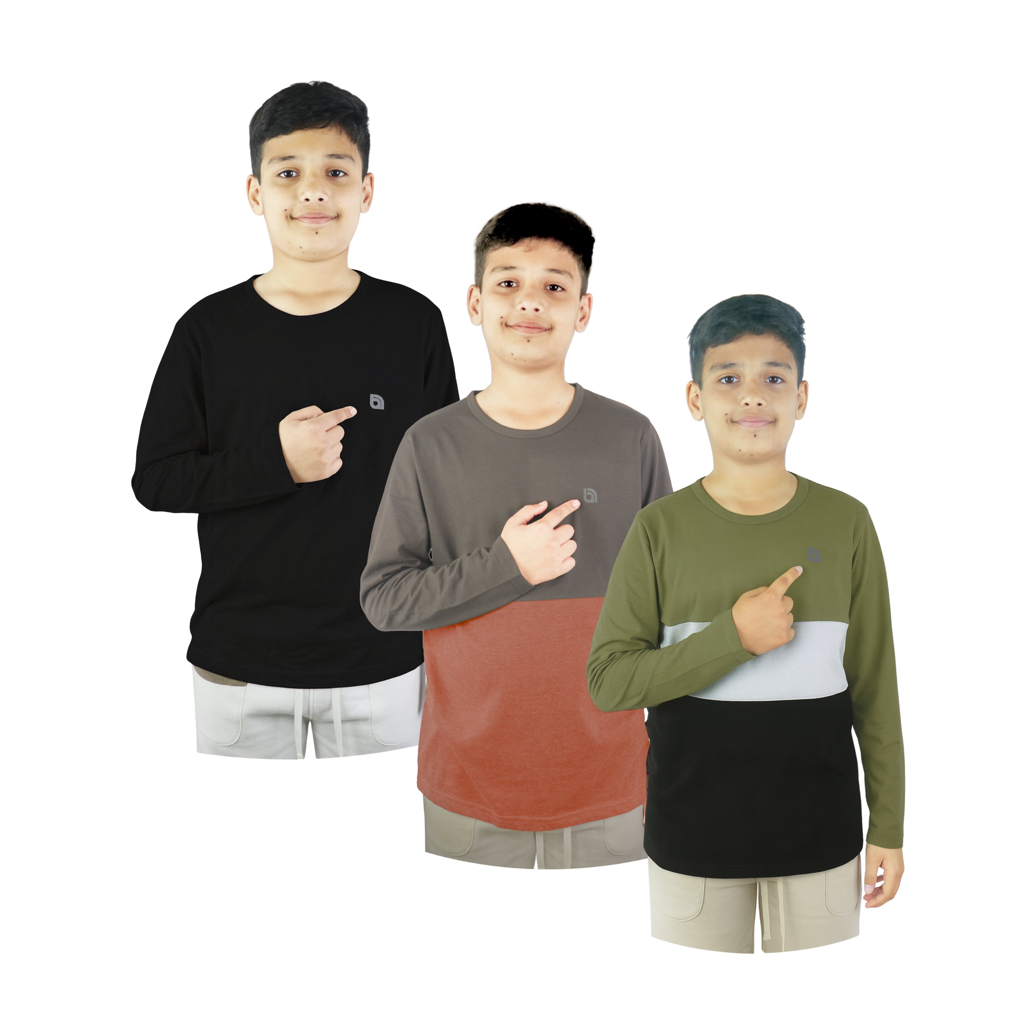 Bahob® 3 & 6 Pack Boys Long Sleeved Top Round Neck Kids T Shirts Long-Sleeve T-Shirt Soft Cotton 3-14 Years