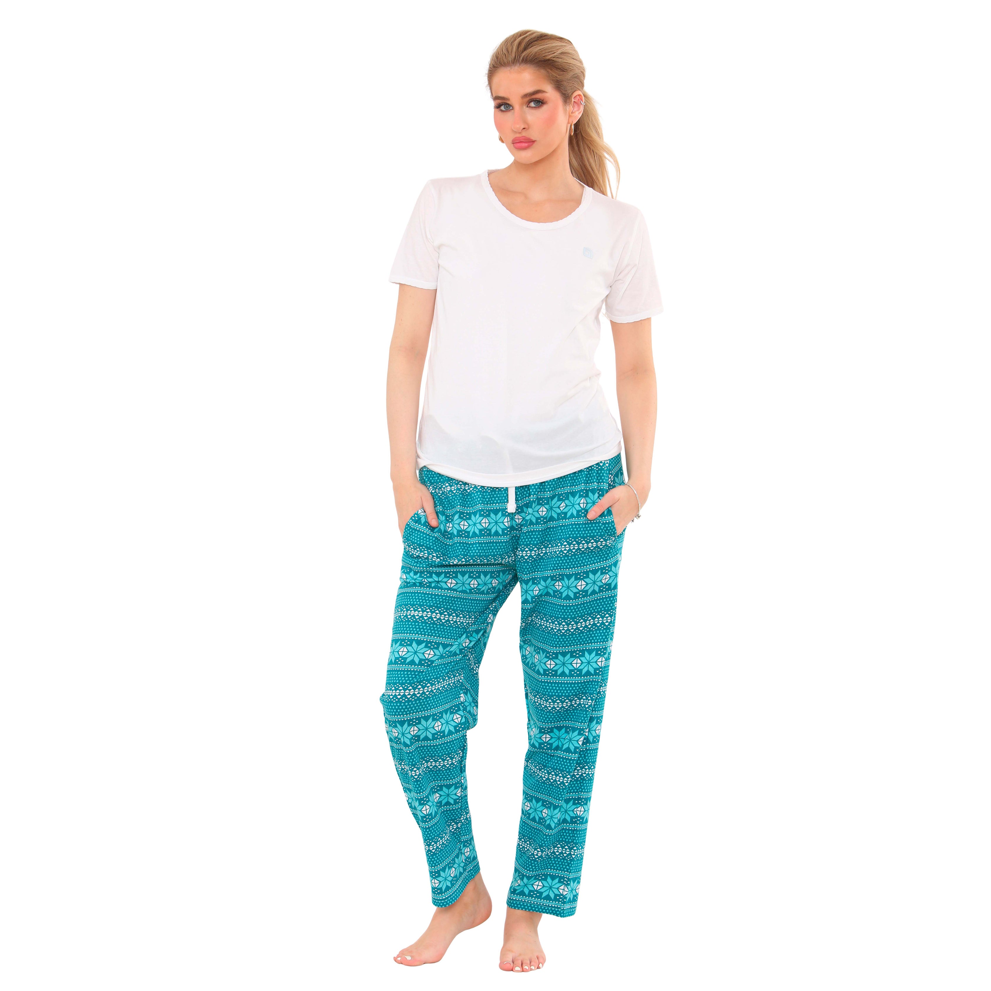 Women's Pyjamas Set Short Sleeve Cotton Printing Pjs Loungewear Soft Nightwear Sleepwear Set with Pockets Ladies Pjs Set S-XXL