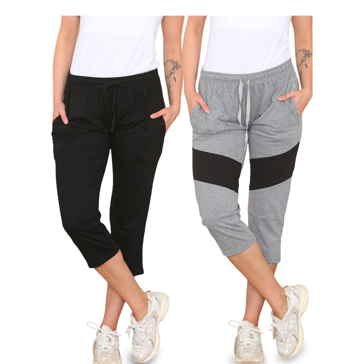 Bahob® 2 Pack Women's Pajama's Bottoms Lounge Capri Pants Soft Cropped Pjs Trouser For Women's Girls Sleepwear S-XXL