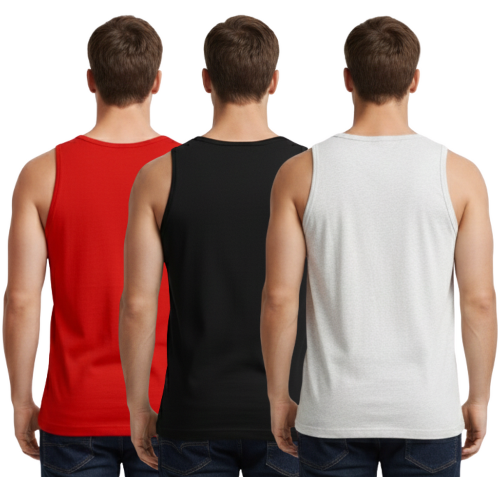 Bahob® New Men's Vest Multi Pack Lot Basic Regular Fitted Cotton Tank Top Athletic Soft Assorted Pack of 3