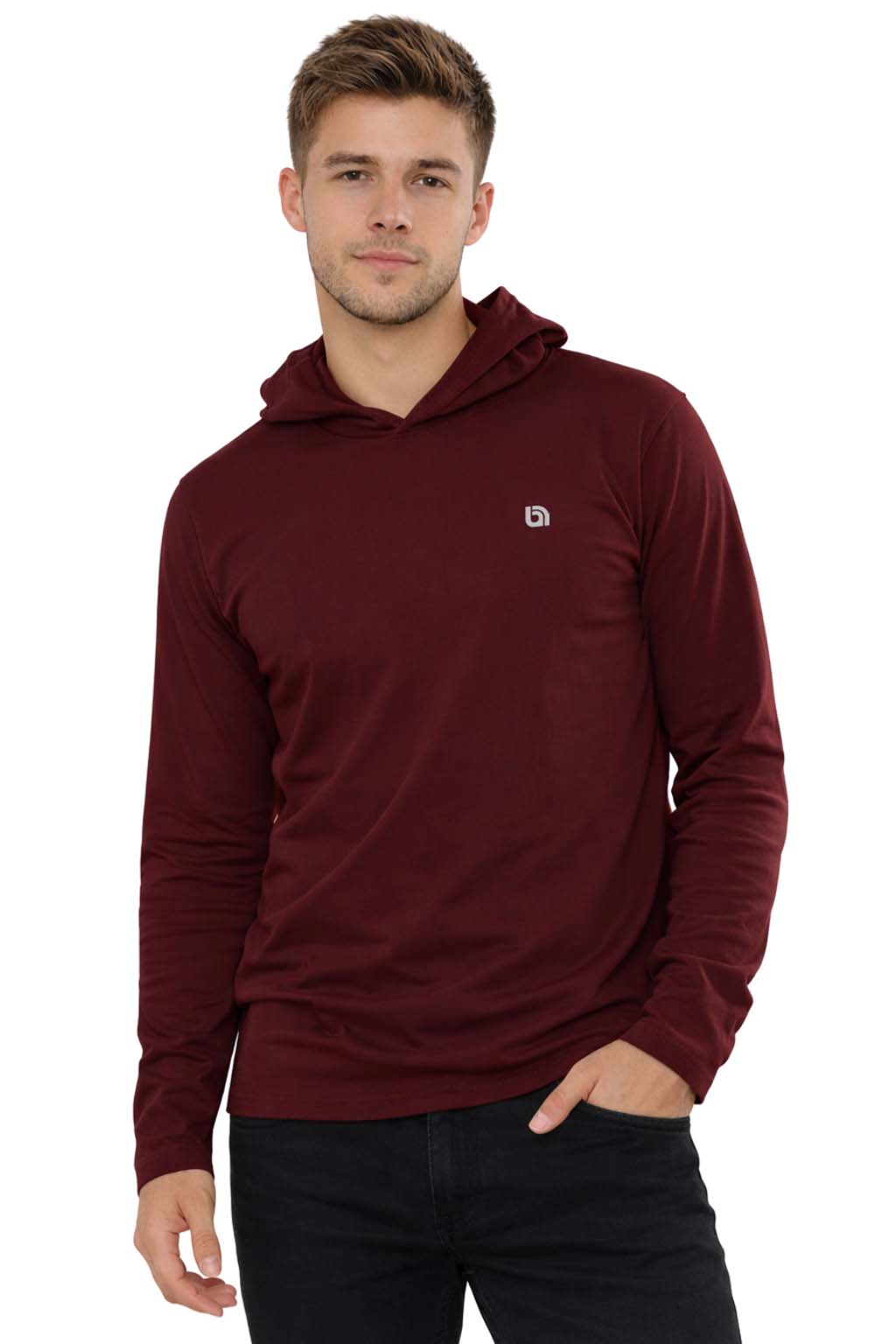 Men's Lightweight Jersey Pullover Hoodie Long Sleeve Hooded T-Shirt for Gym & Everyday Wear S-3XL