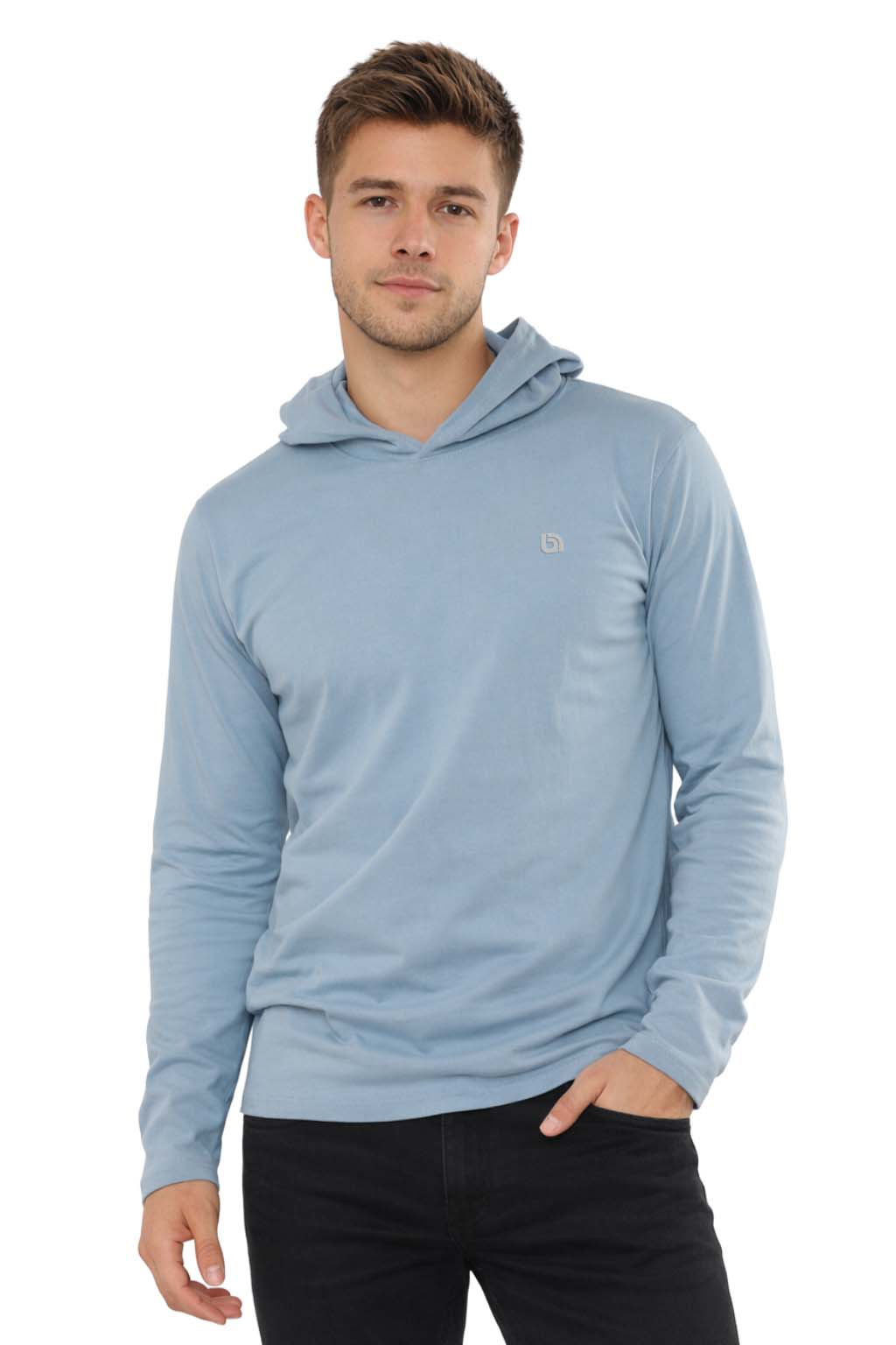 Men's Lightweight Jersey Pullover Hoodie Long Sleeve Hooded T-Shirt for Gym & Everyday Wear S-3XL