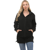 Womens Zip Up Long Hoodies Long Sleeves Ladies Fleece Longline Casual Hoodies Sweatshirt Full Zip Top Soft Jumper Jacket Hoodies For Women S-XXL