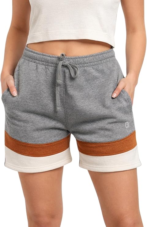 Bahob® 1 & 3 Pack Women's Fleece Short Summer Shorts with Elasticated Waistband 3 Pockets Knee Length Sweat Shorts Jogging Sport Workout Hiking Gym Athletic Running Shorts S-3XL