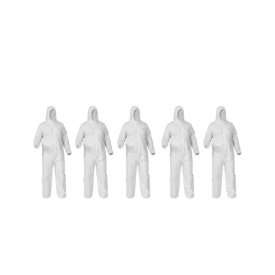 Bahob® 5 Pack Protective Disposable Overall Paper Boiler Suit Coveralls Protection Suit Elasticated hood, Cuffs and Ankles