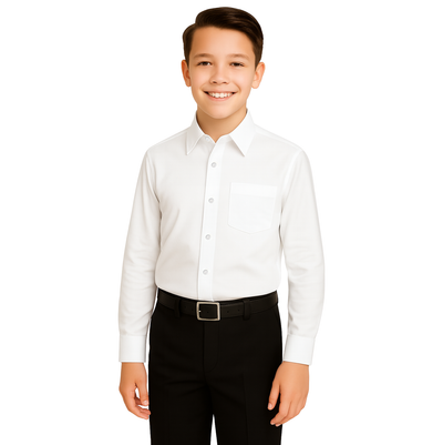 Bahob® 2 Pack Boy's School Uniform Long & Half Sleeve Button Down White School Shirts 3-14 Years