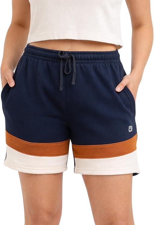 Bahob® 1 & 3 Pack Women's Fleece Short Summer Shorts with Elasticated Waistband 3 Pockets Knee Length Sweat Shorts Jogging Sport Workout Hiking Gym Athletic Running Shorts S-3XL