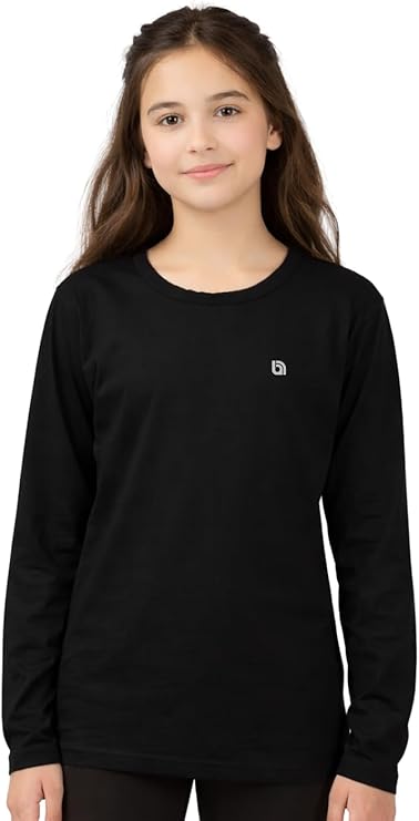 Bahob® Girls Long Sleeve T-Shirt 3 Pack Shirt for Girls Lightweight Soft Comfort Fit Round Neck Tee Shirt 5-14 Years