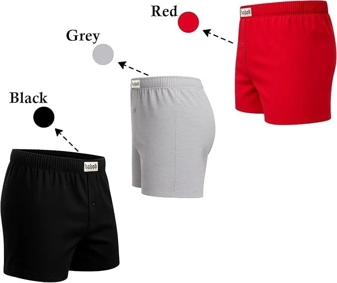 Bahob® Pack Of 6 Mens Boxers Shorts Button Open Fly Underpants Trunks For Mens Soft Cotton Boxer Shorts Comfortable Mens Underwear S-3XL