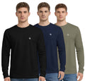 Bahob® 3 Pack Men's Long-Sleeved T-Shirt Round Neck T-Shirts Comfortable Crewneck Neck Tops for Men Soft Cotton S-3XL
