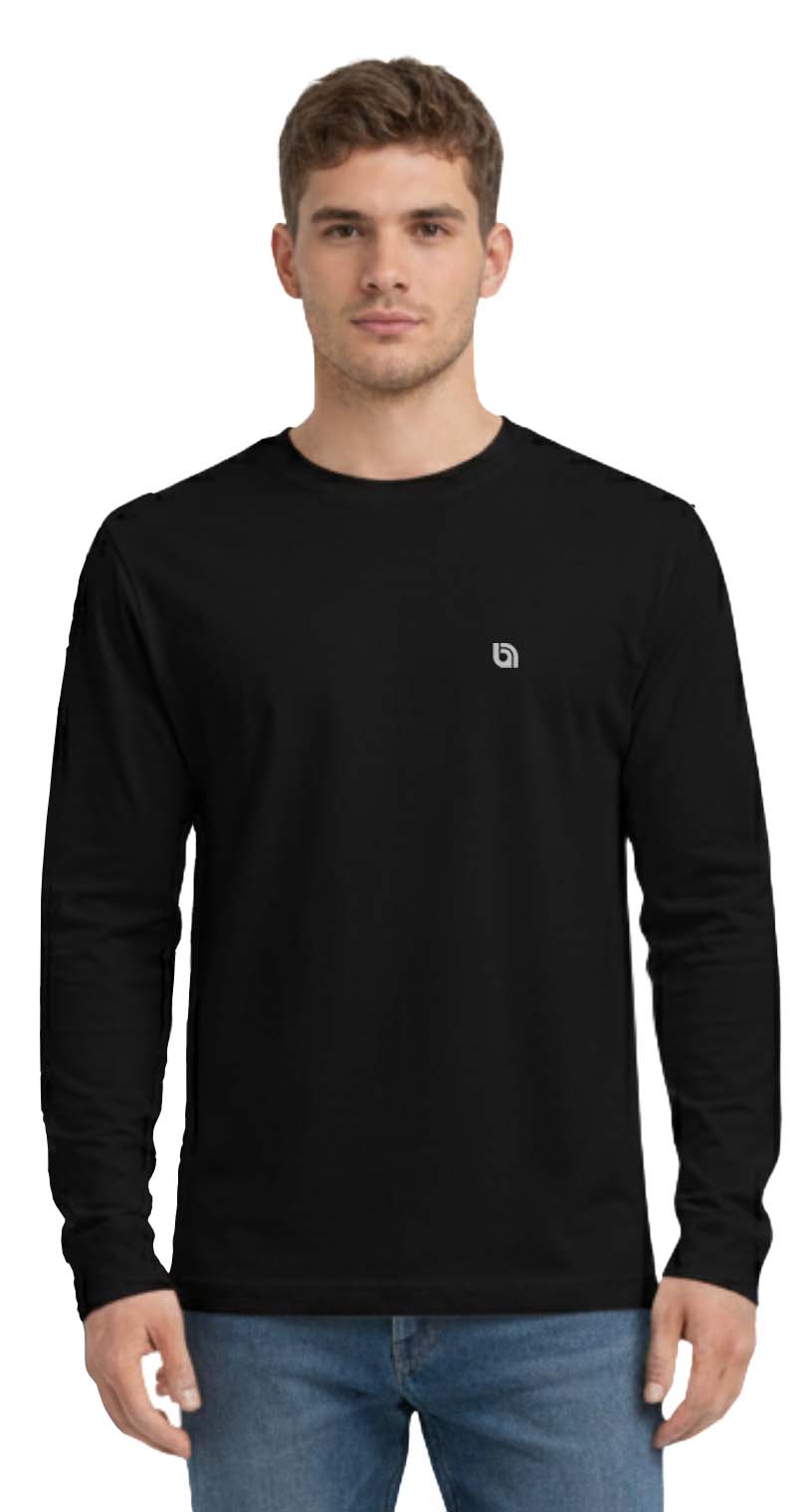 Bahob® 2 Pack Men's Long Sleeve T-Shirt Top Round Neck Full Sleeve T-Shirt Soft Cotton