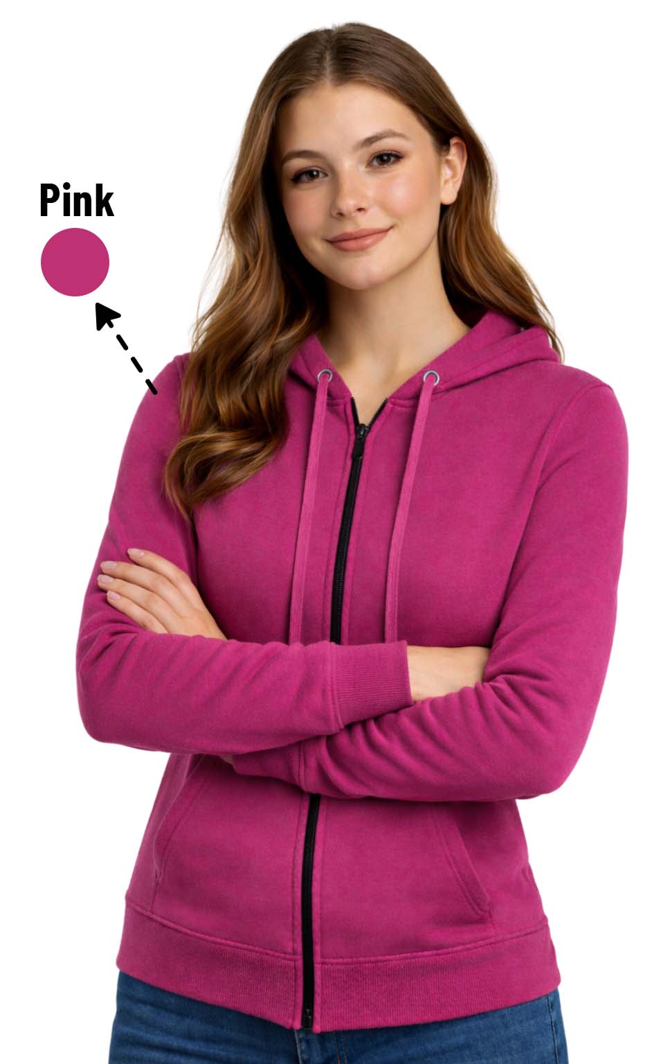 Bahob® Womens Ladies Plain Zip Up Hoodie Long Sleeve Sweatshirt Full Zip Top Soft Jumper Jacket Hoodies Top S-3XL
