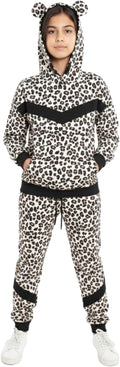 Bahob® 1 Pack Girls Tracksuits Set Cheetah Print Hoodie and Tracksuit Jogging Bottoms Kids Track Suits Activewear Sets for Girls 5-14 Years