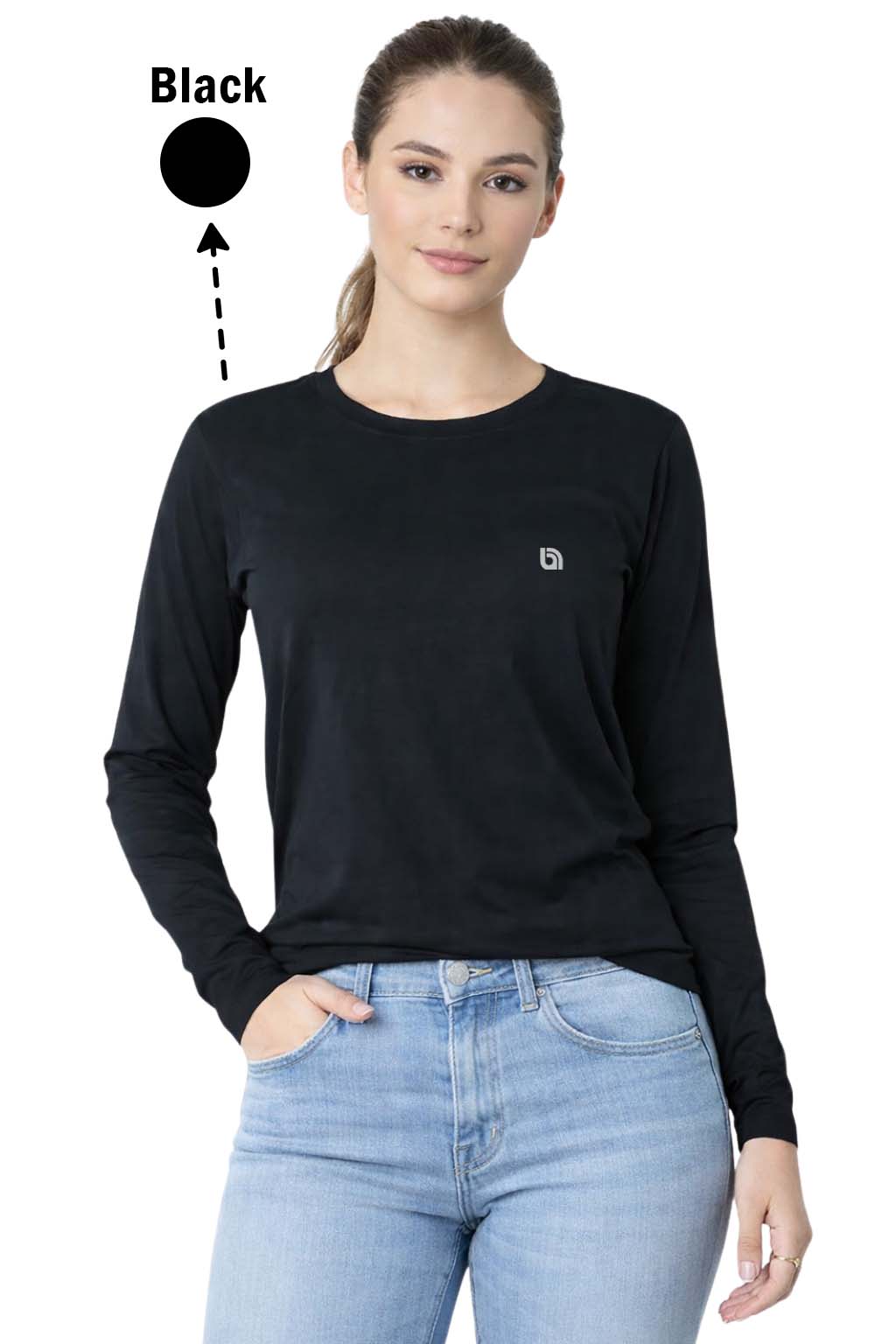 Bahob® 3 Pack Women's Classic-Fit Crewneck , Multipacks Ladies Long Sleeve T-Shirt Top S-XXL