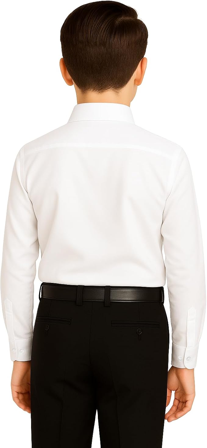 Bahob® 2 Pack Boy's School Uniform Long Sleeve Button Down White School Shirts 3-14 Years