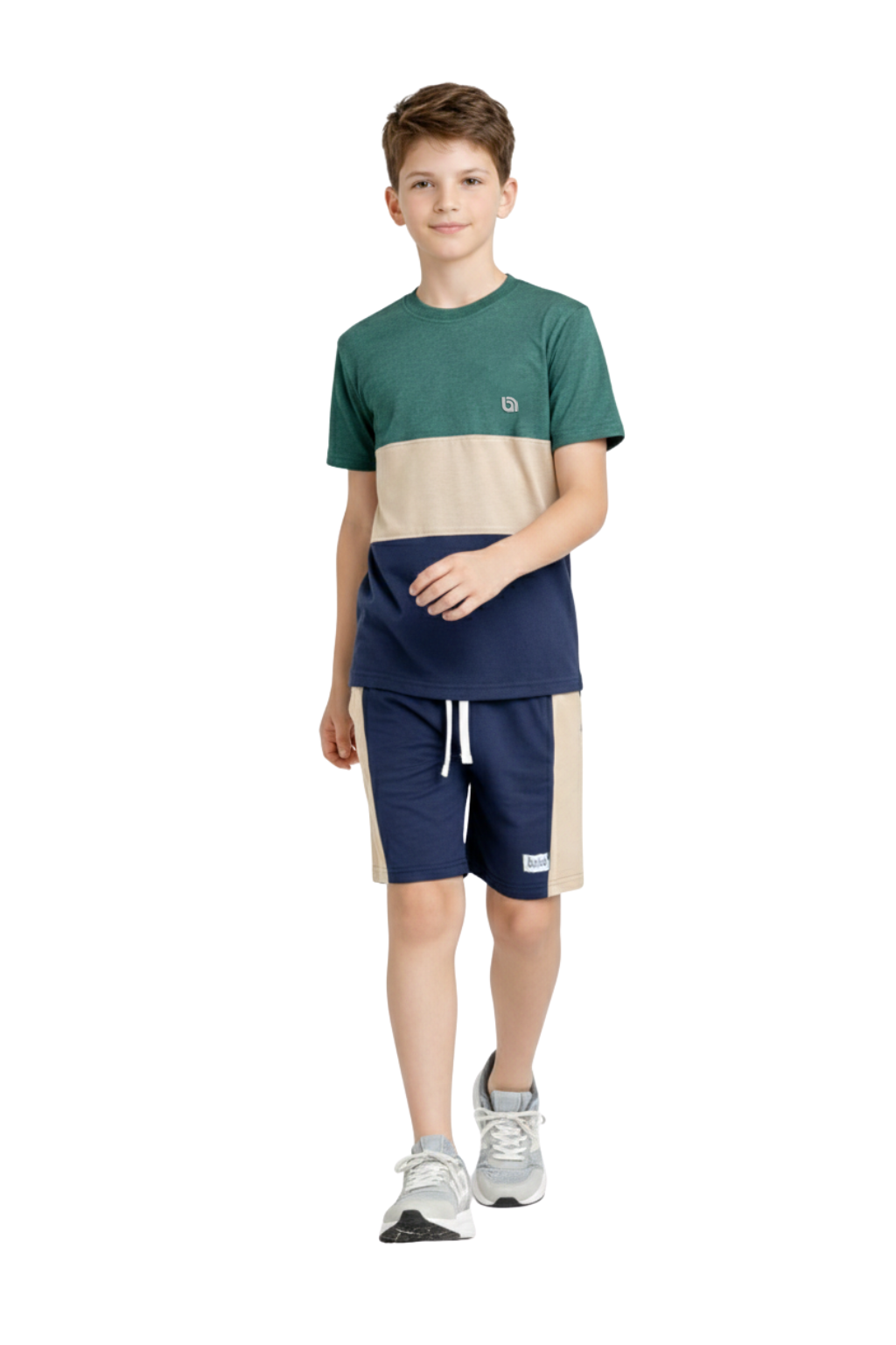 Bahob® Kids Short Set Top & Shorts Set Short Sleeves T Shirt Contrast Kids Short Set Top & Shorts Set Short Sleeves T Shirt Contrast Paneled Sports Summer Two Piece Outfit Set Children 3-14 Years