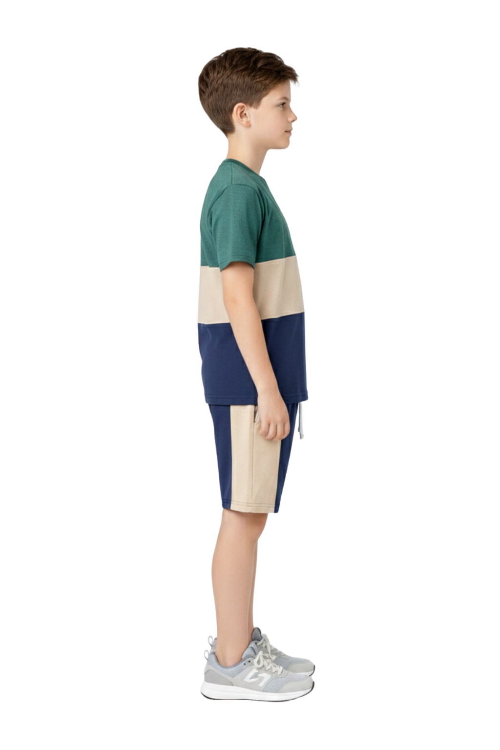 Bahob® Kids Short Set Top & Shorts Set Short Sleeves T Shirt Contrast Kids Short Set Top & Shorts Set Short Sleeves T Shirt Contrast Paneled Sports Summer Two Piece Outfit Set Children 3-14 Years