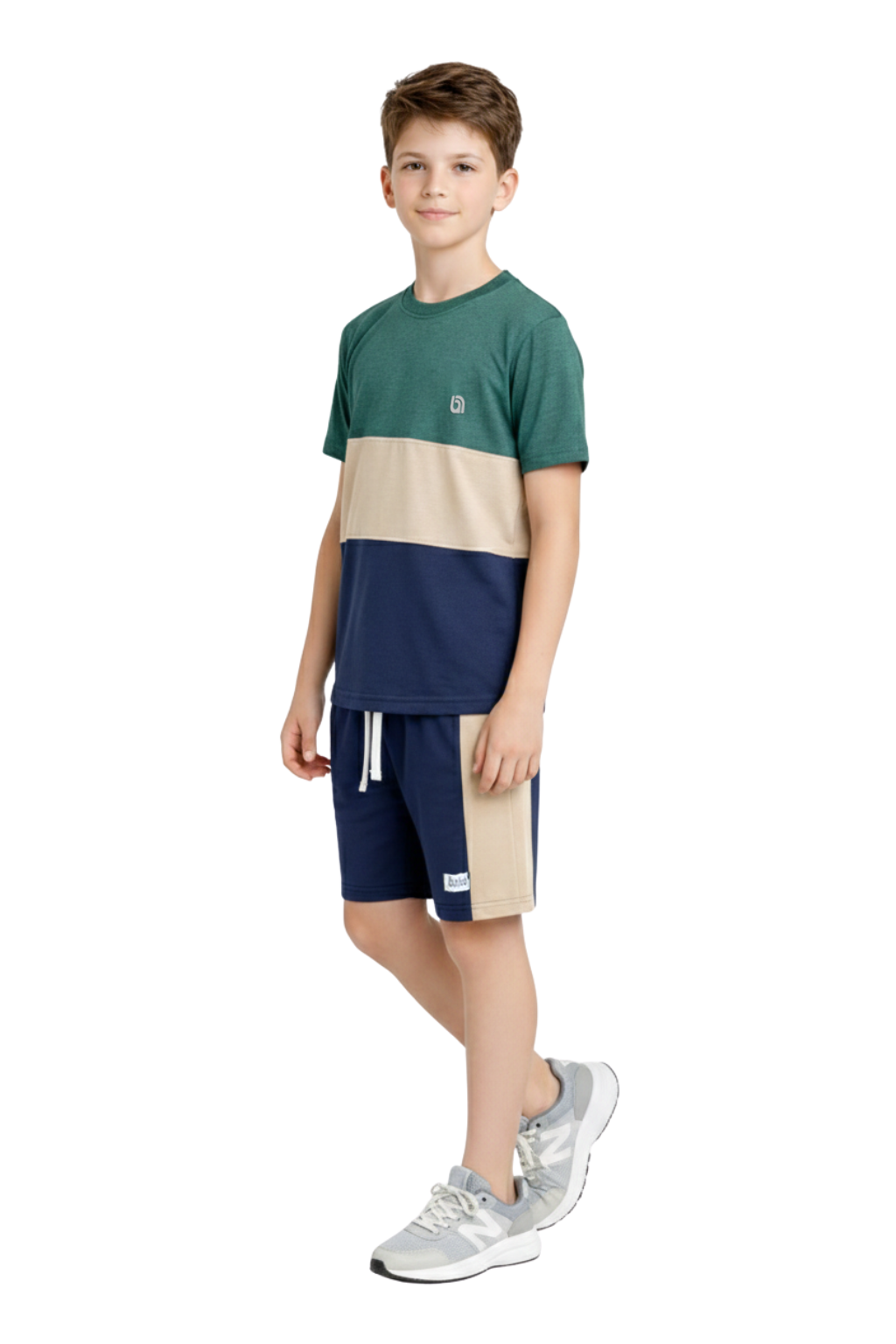 Bahob® Kids Short Set Top & Shorts Set Short Sleeves T Shirt Contrast Kids Short Set Top & Shorts Set Short Sleeves T Shirt Contrast Paneled Sports Summer Two Piece Outfit Set Children 3-14 Years