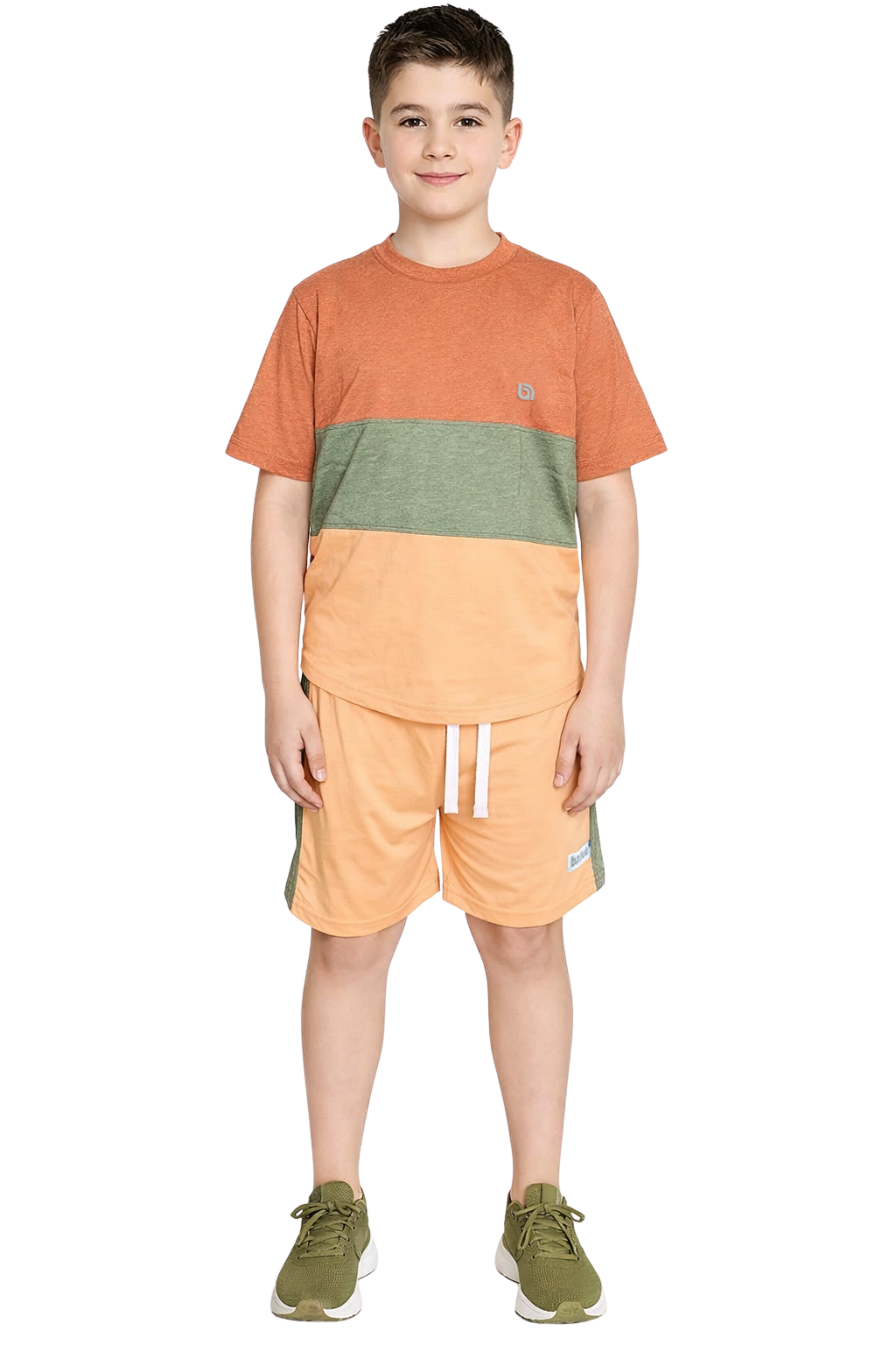 Bahob® Kids Short Set Top & Shorts Set Short Sleeves T Shirt Contrast Kids Short Set Top & Shorts Set Short Sleeves T Shirt Contrast Paneled Sports Summer Two Piece Outfit Set Children 3-14 Years