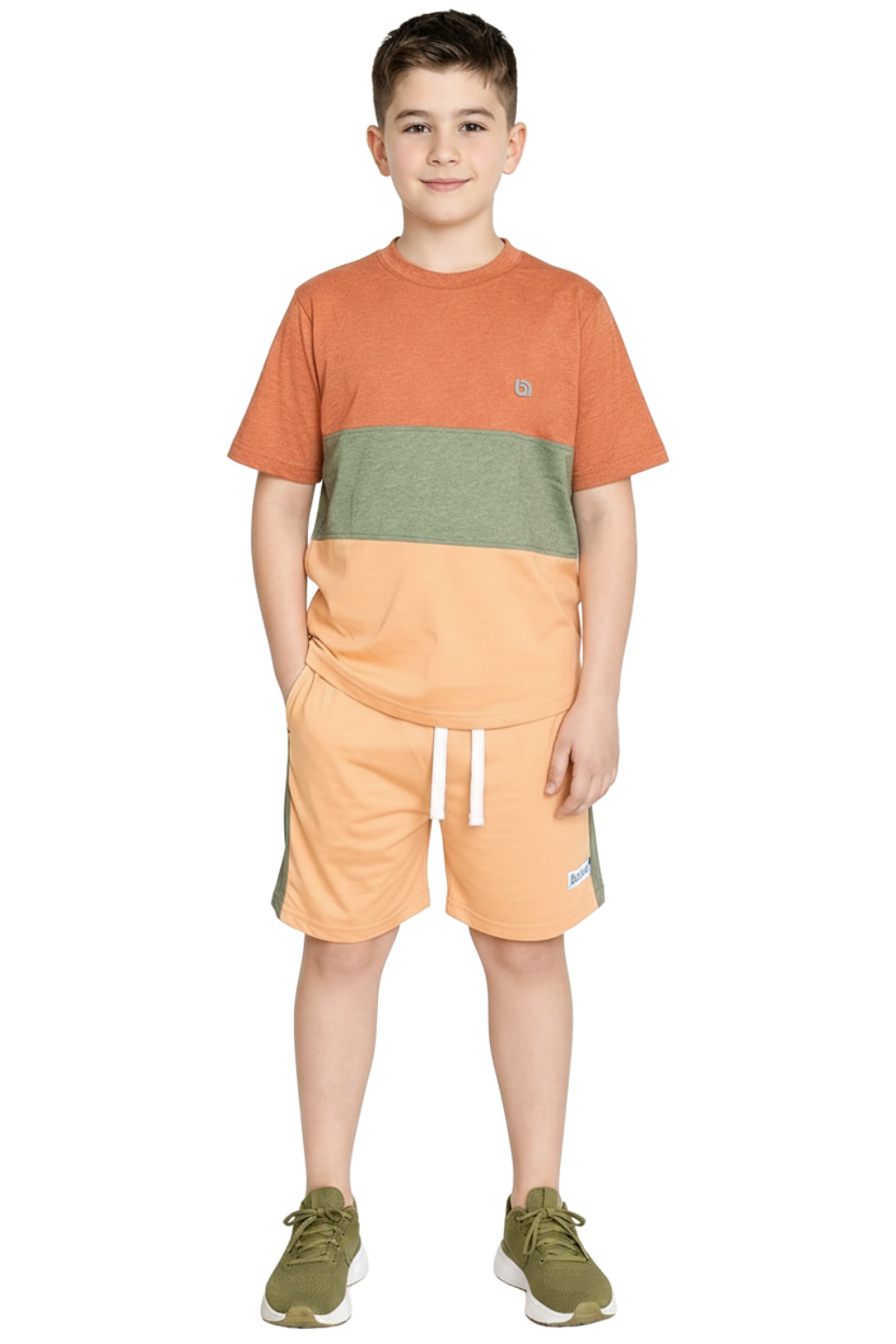 Bahob® Kids Short Set Top & Shorts Set Short Sleeves T Shirt Contrast Kids Short Set Top & Shorts Set Short Sleeves T Shirt Contrast Paneled Sports Summer Two Piece Outfit Set Children 3-14 Years