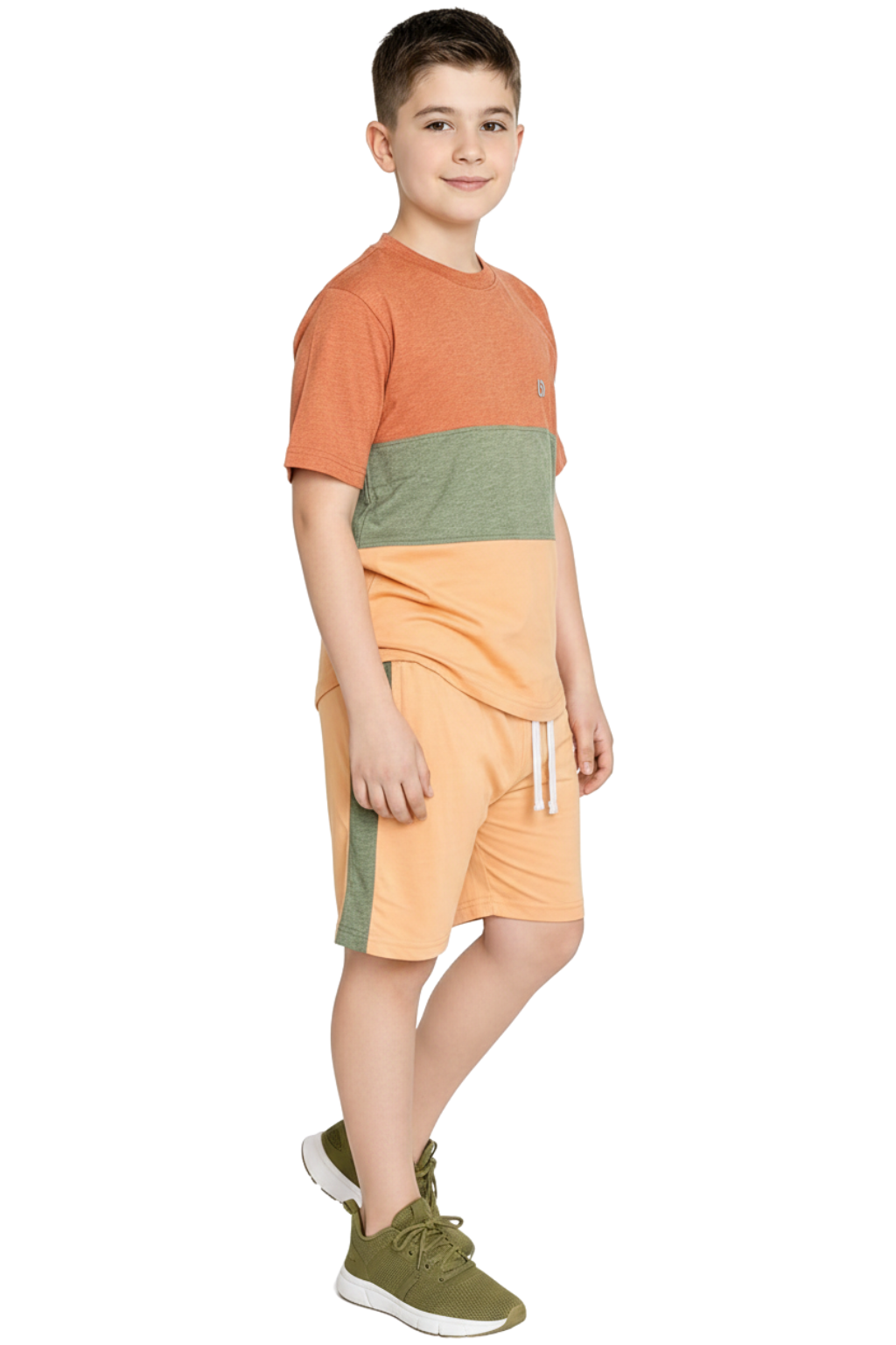 Bahob® Kids Short Set Top & Shorts Set Short Sleeves T Shirt Contrast Kids Short Set Top & Shorts Set Short Sleeves T Shirt Contrast Paneled Sports Summer Two Piece Outfit Set Children 3-14 Years