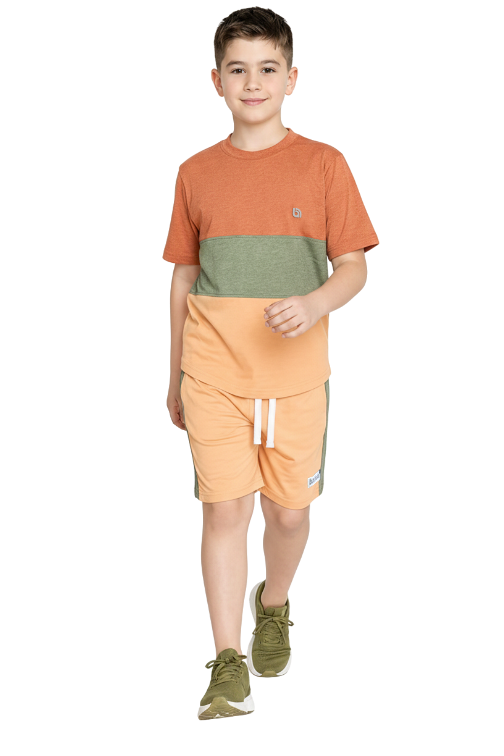 Bahob® Kids Short Set Top & Shorts Set Short Sleeves T Shirt Contrast Kids Short Set Top & Shorts Set Short Sleeves T Shirt Contrast Paneled Sports Summer Two Piece Outfit Set Children 3-14 Years
