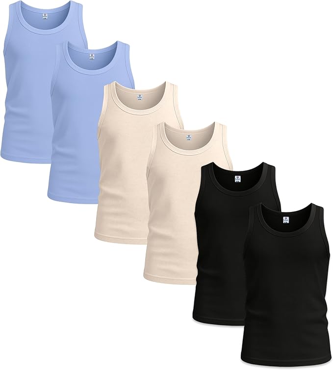 Bahob® 6 Pack Boy's Underwear Vests Soft Cotton Tank Tops Kids Sleeveless Vests Undershirts 100% Cotton