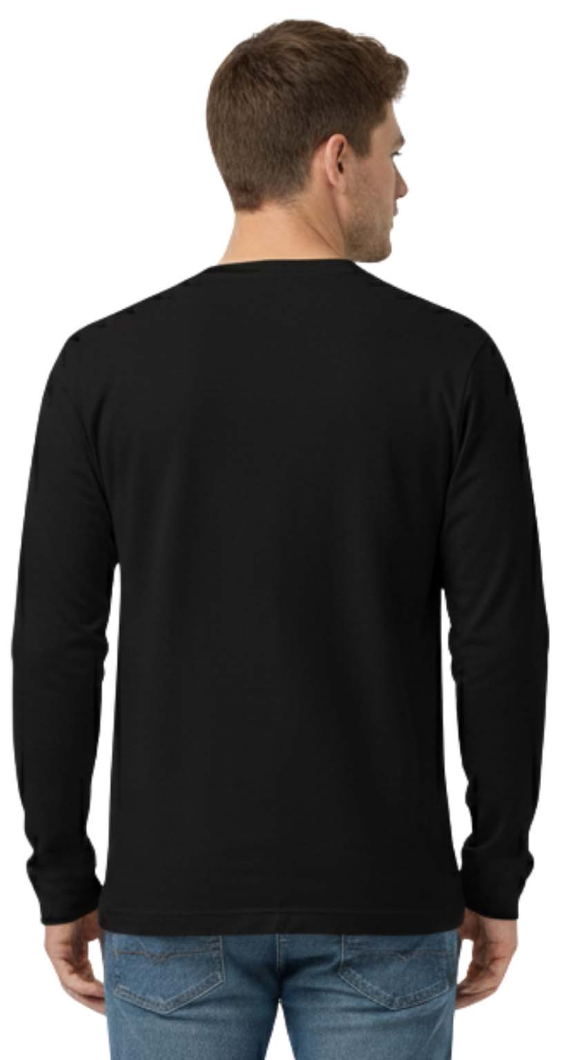 Bahob® 2 Pack Men's Long Sleeve T-Shirt Top Round Neck Full Sleeve T-Shirt Soft Cotton