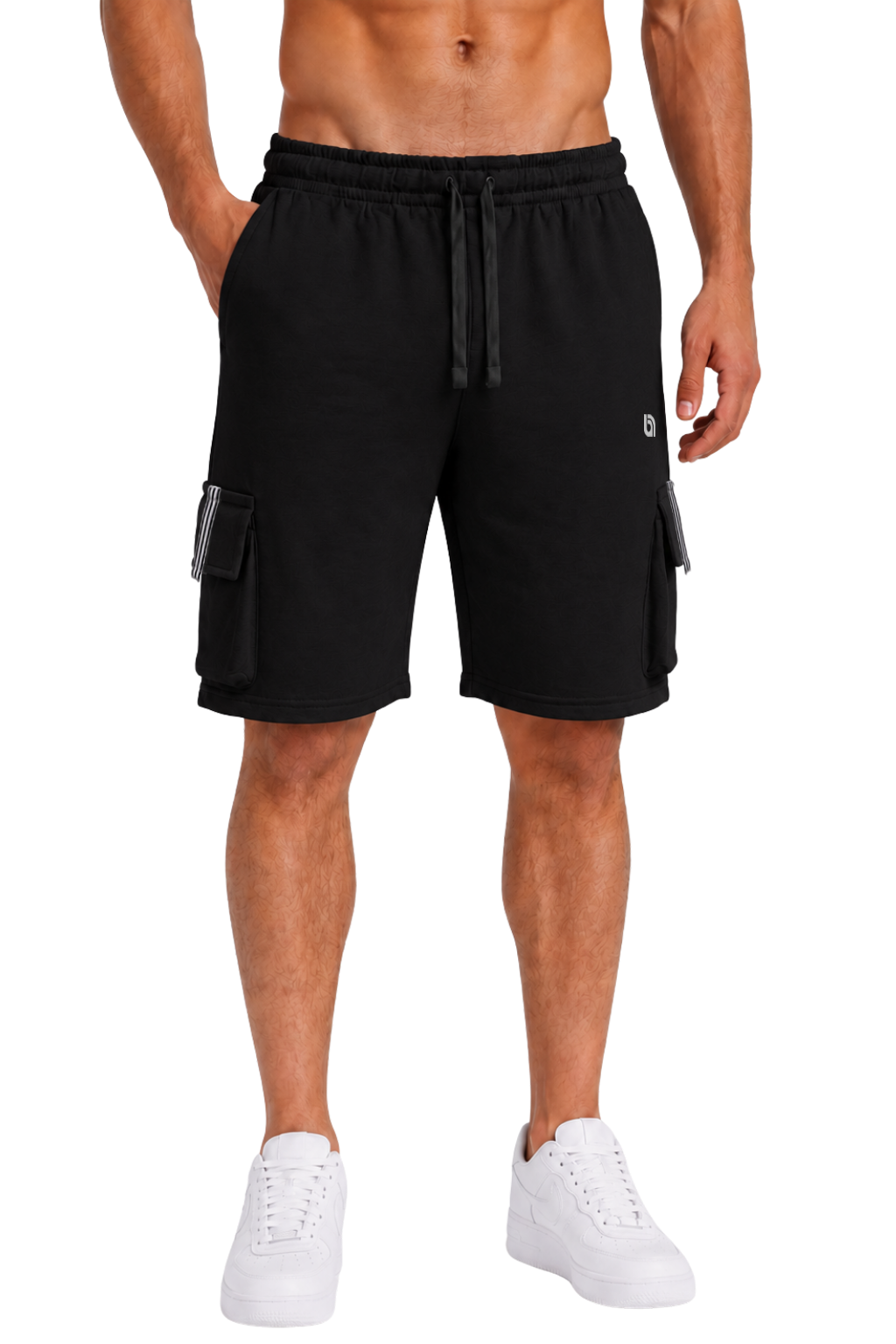 Bahob® Men's Fleece Short, Summer Casual Shorts Cotton with Elasticated Waistband Jogger Shorts S-XXL