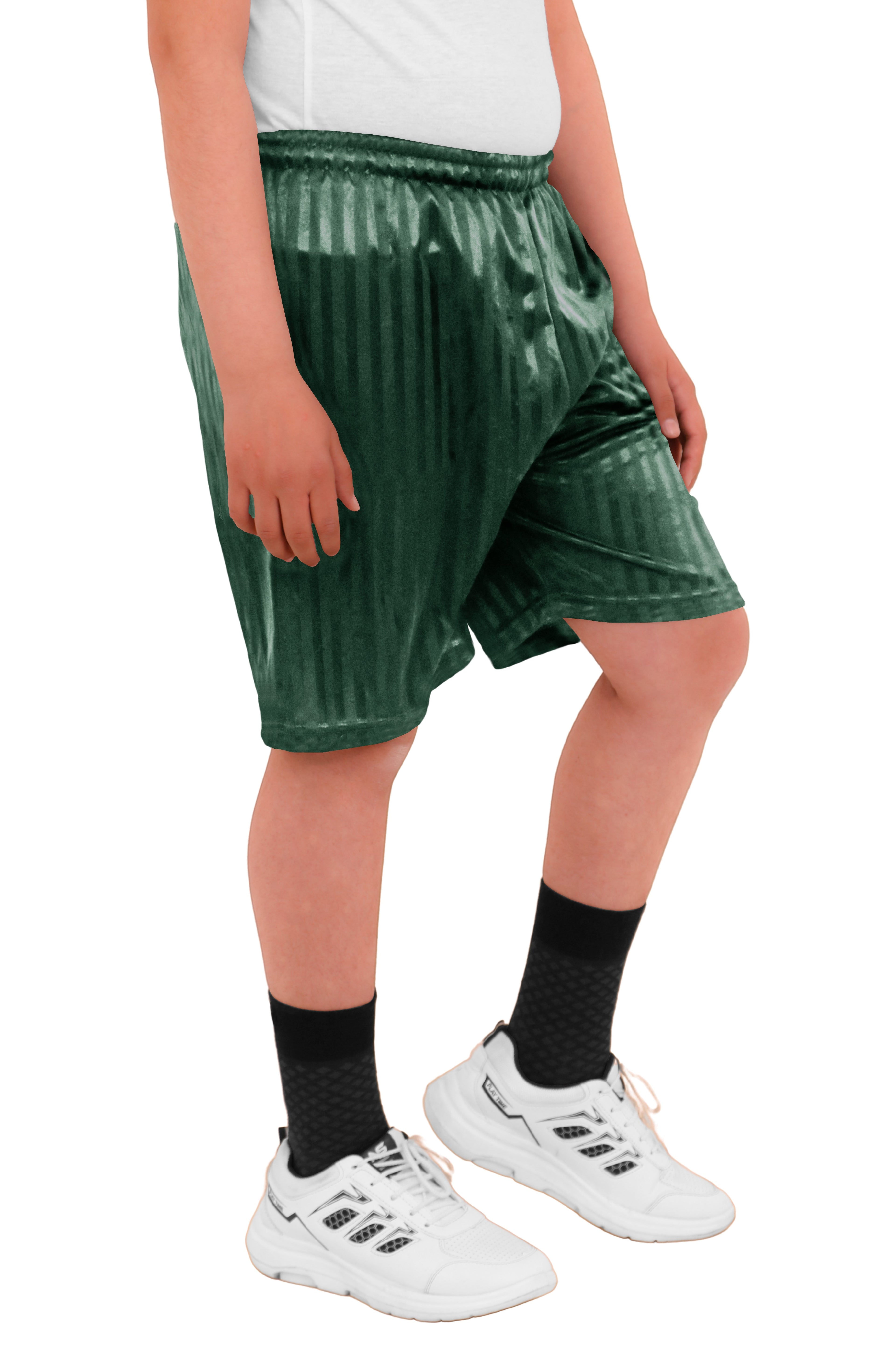 2 Pack Boys Girls Unisex Shadow Stripe Gym Sports Football Games School PE Shorts 5 to 14 Years