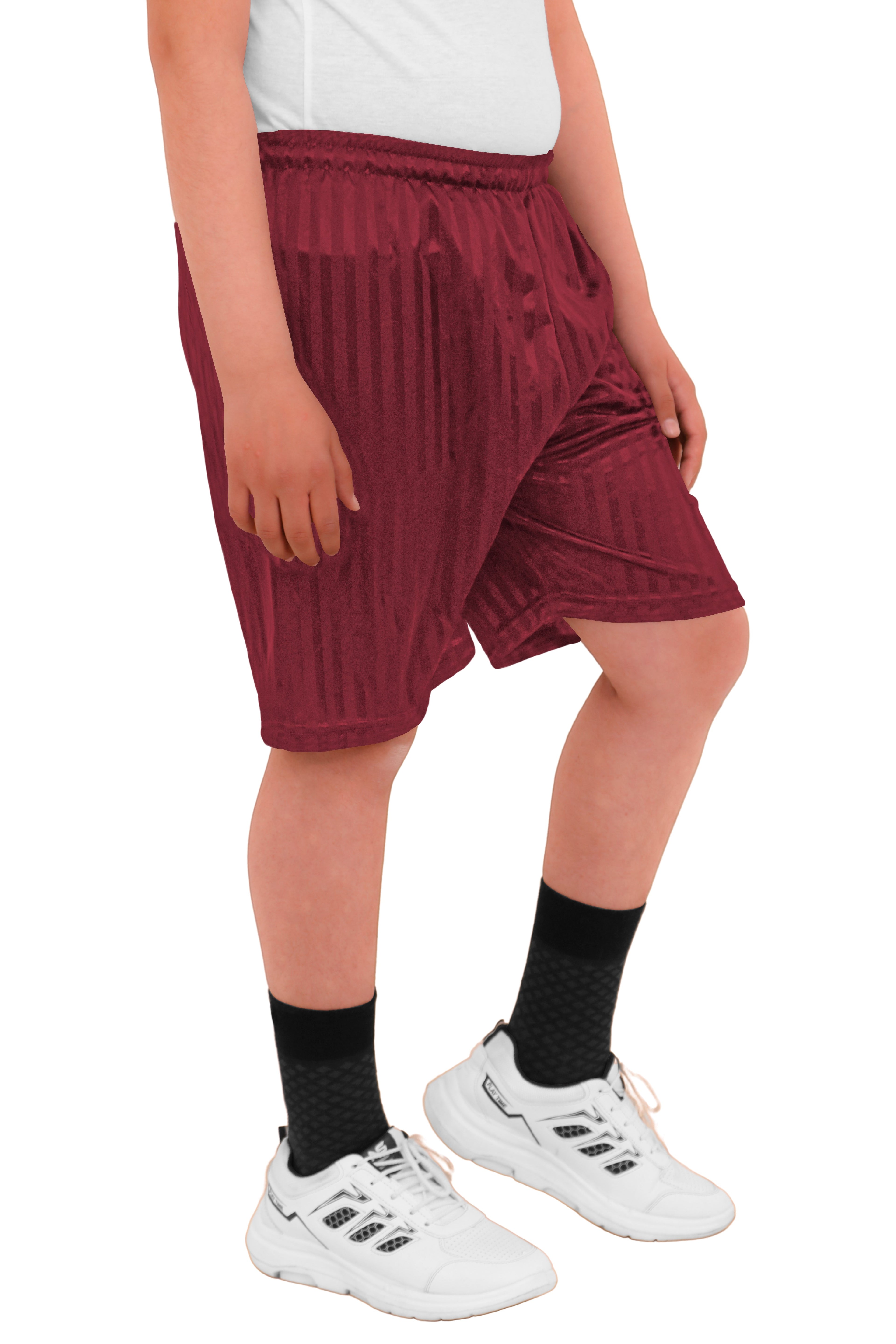 2 Pack Boys Girls Unisex Shadow Stripe Gym Sports Football Games School PE Shorts 5 to 14 Years