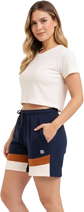 Bahob® 1 & 3 Pack Women's Fleece Short Summer Shorts with Elasticated Waistband 3 Pockets Knee Length Sweat Shorts Jogging Sport Workout Hiking Gym Athletic Running Shorts S-3XL