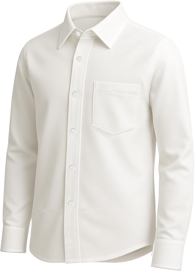 Bahob® 2 Pack Boy's School Uniform Long Sleeve Button Down White School Shirts 3-14 Years