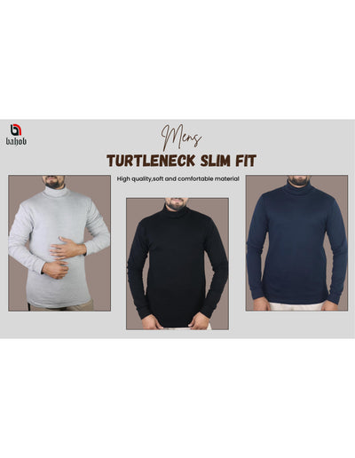 Bahob® Men's Turtleneck Slim Fit Men's Jumper Cotton Ribbed High Neck Pullover Sweater S-3XL