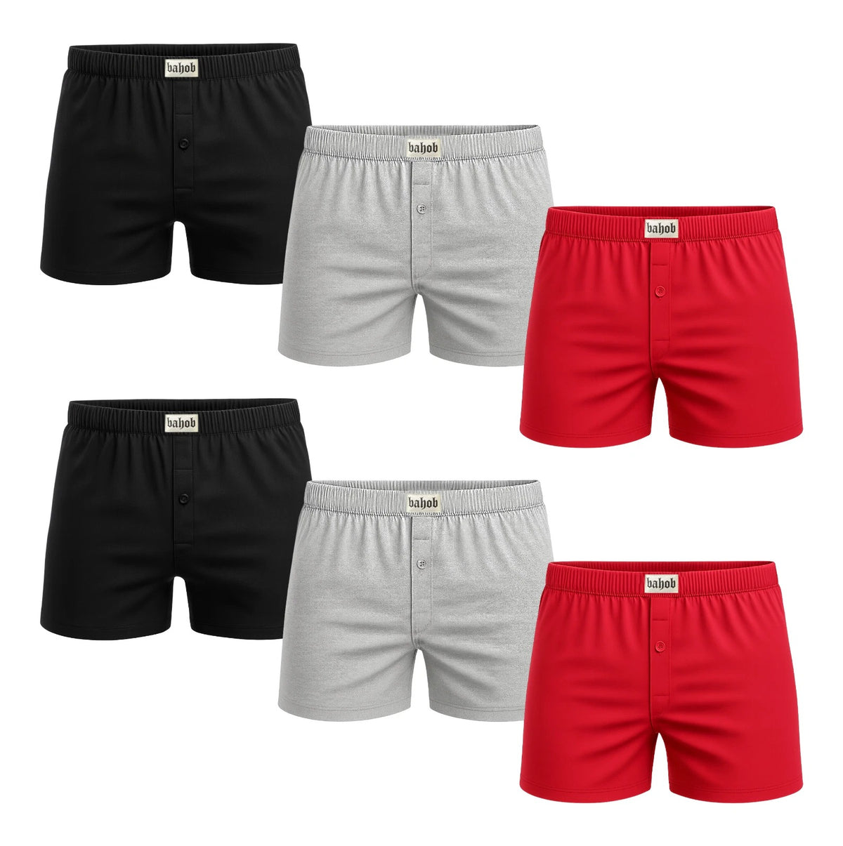 Bahob® Pack Of 6 Mens Boxers Shorts Button Open Fly Underpants Trunks For Mens Soft Cotton Boxer Shorts Comfortable Mens Underwear S-3XL