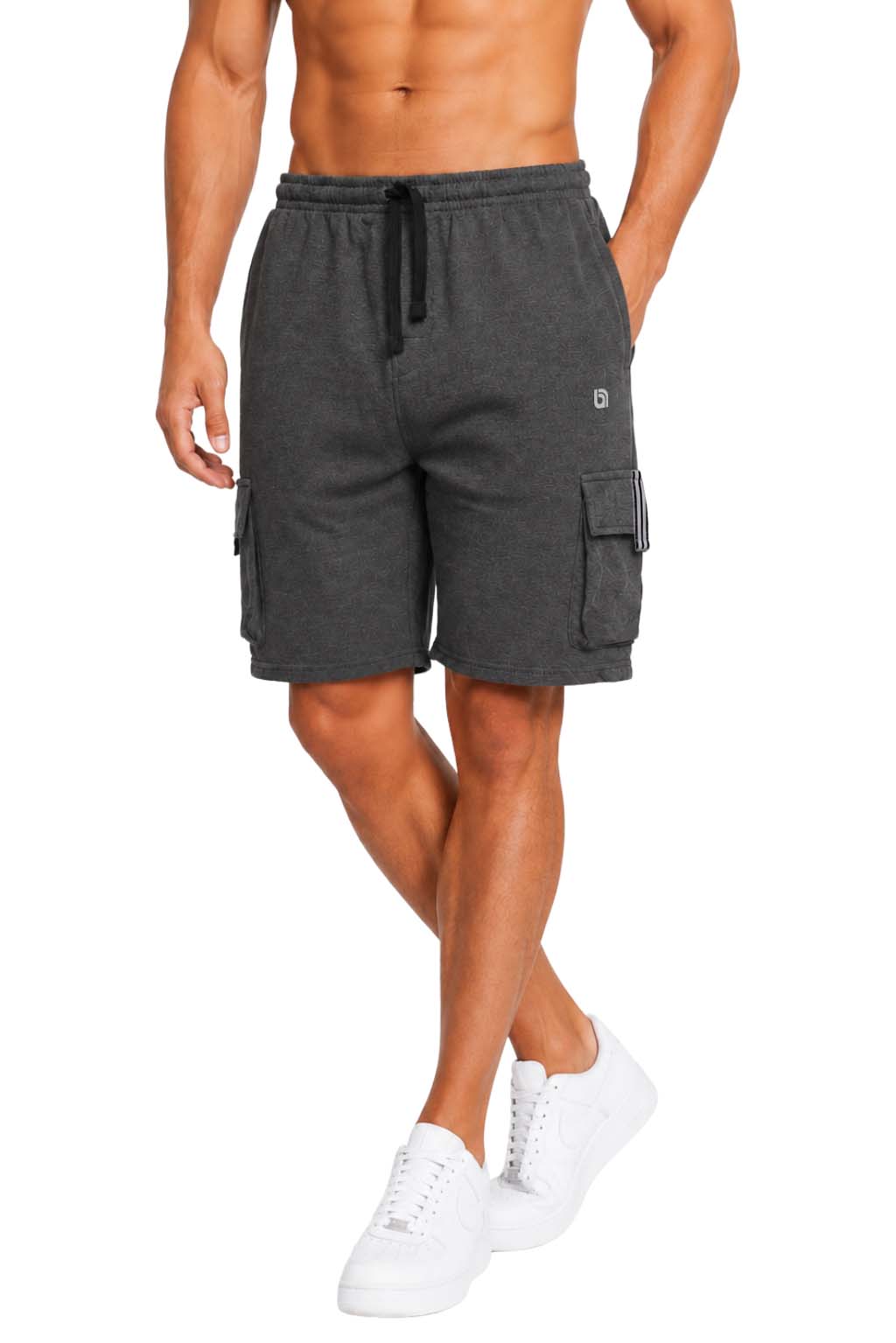 Bahob® Men's Fleece Short, Summer Casual Shorts Cotton with Elasticated Waistband Jogger Shorts S-XXL