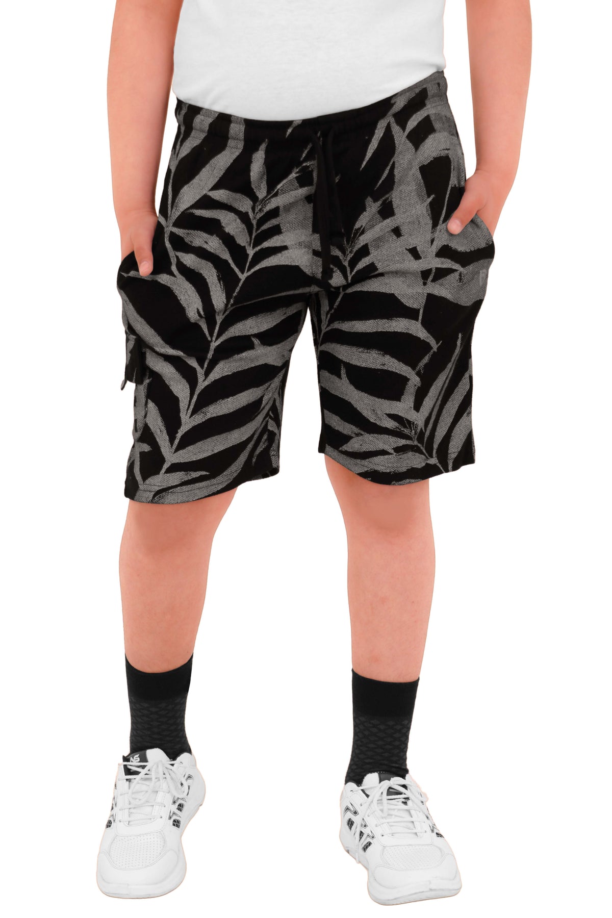 2 Pack Boys Cargo Shorts with Pockets Kids Terry Fleece Short Summer Shorts Elasticated Waistband 5-14 Years