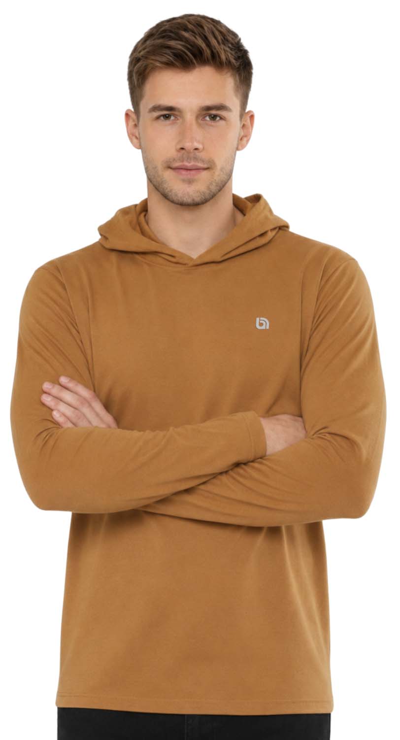 Men's Lightweight Jersey Pullover Hoodie Long Sleeve Hooded T-Shirt for Gym & Everyday Wear S-3XL