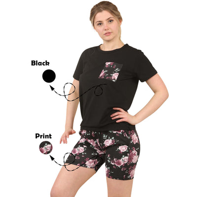 Women's Pajama's Sets with Shorts Ladies Pajama's Cotton Short Sleeve Soft 2 Pieces Pjs Set Summer Loungewear Sleepwear Nightwear for Women S-XXL