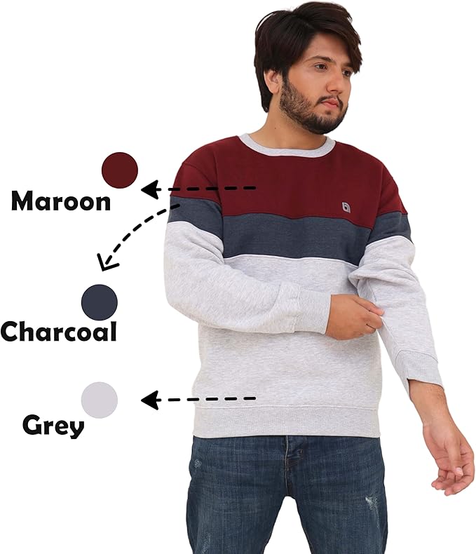 Bahob® Men's Fleece Crew Neck Sweatshirt Pullovers Long Sleeve Jumper, Sweater S-3XL