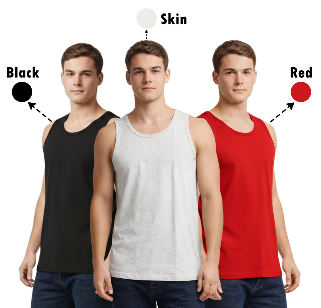 Bahob® New Men's Vest Multi Pack Lot Basic Regular Fitted Cotton Tank Top Athletic Soft Assorted Pack of 3