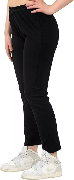 Bahob 2 Pack Girl’s Leggings Plain Pants for Kids Full Length Skin Tight, Stretch Fit Cotton Legging 5-14 Years