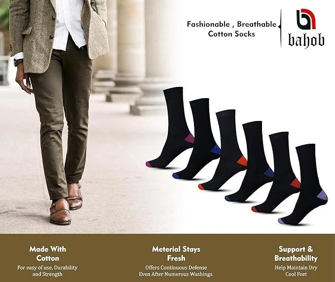 Mens Socks 6 Pairs Coloured Design Socks Smart Suit Work Golf Cotton Blend 6-11