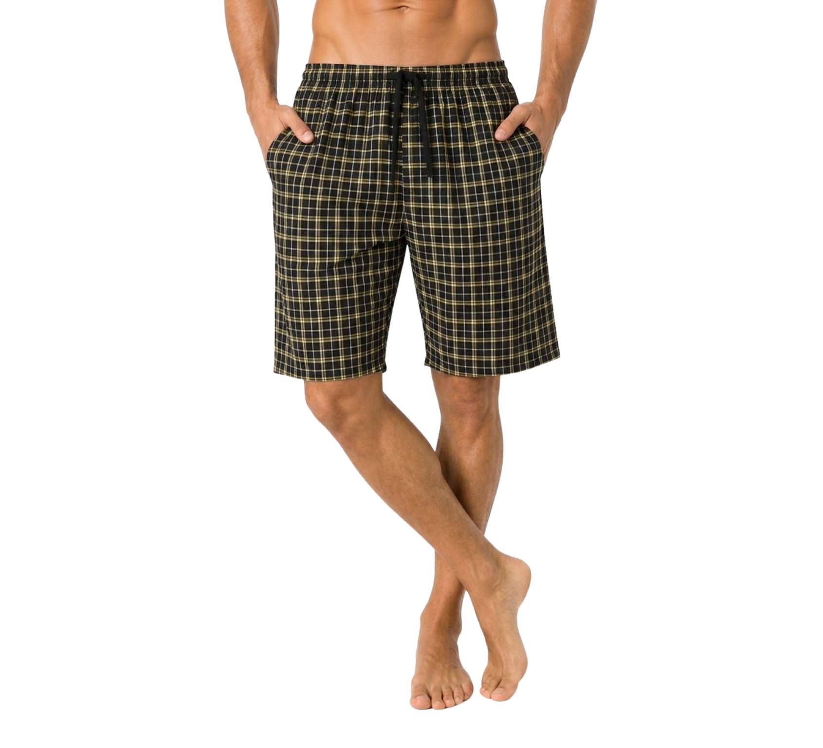 2 Pack Men's Cotton Pyjamas Lounge Shorts Bottoms Check Woven Checked Pyjama Bottoms S-3XL
