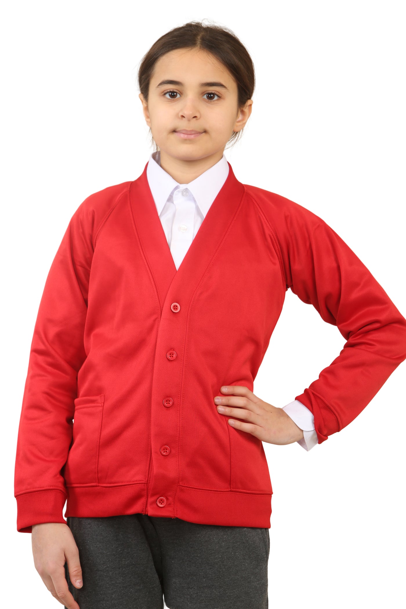 Bahob® 2 Pack Girls School Cardigan Fleece Sweatshirt Uniform School wear Shirts Crew Long Sleeve Top Pullover Jumper Round/V- Neck Age 5-14