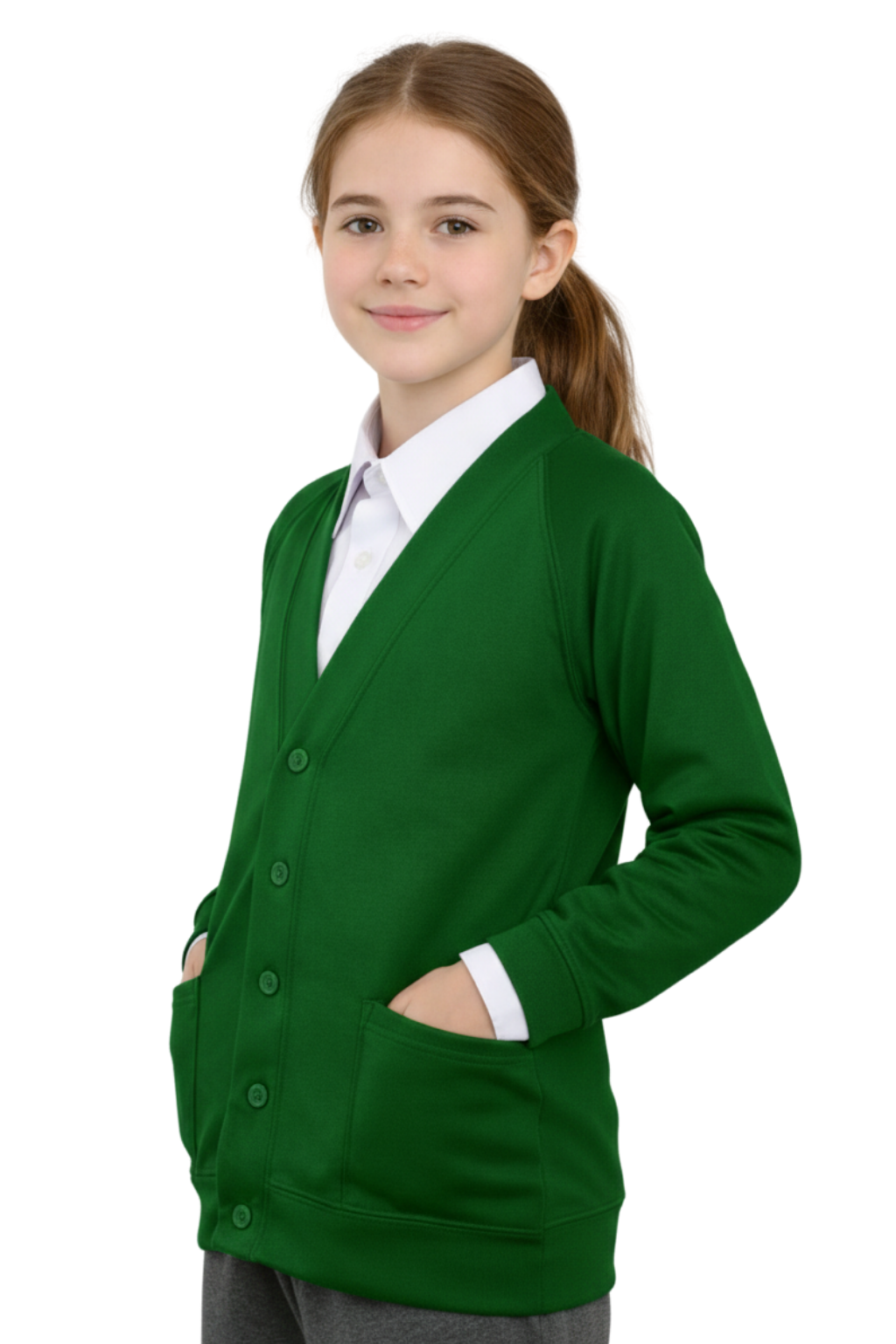Bahob® 2 Pack Girls School Cardigan Fleece Sweatshirt Uniform School wear Shirts Crew Long Sleeve Top Pullover Jumper Round/V- Neck Age 5-14