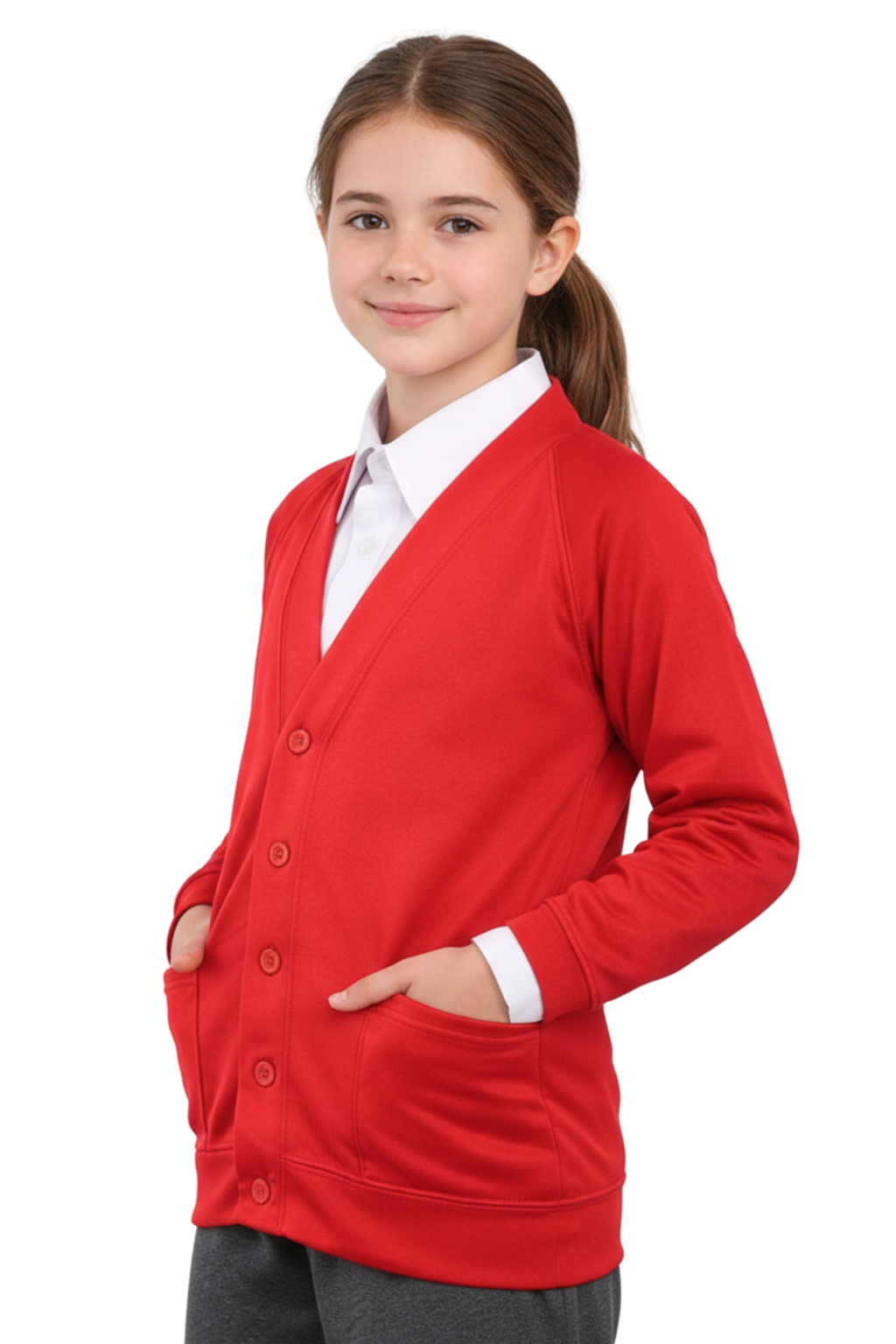 Bahob® 2 Pack Girls School Cardigan Fleece Sweatshirt Uniform School wear Shirts Crew Long Sleeve Top Pullover Jumper Round/V- Neck Age 5-14