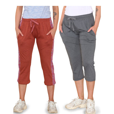 Bahob® 2 Pack Women's Pajama's Bottoms Lounge Capri Pants Soft Cropped Pjs Trouser For Women's Girls Sleepwear S-XXL